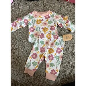 Chick Pea Baby Girls 0-3M Floral Ruffle Sleeve Top Pants Set White Pink Yellow